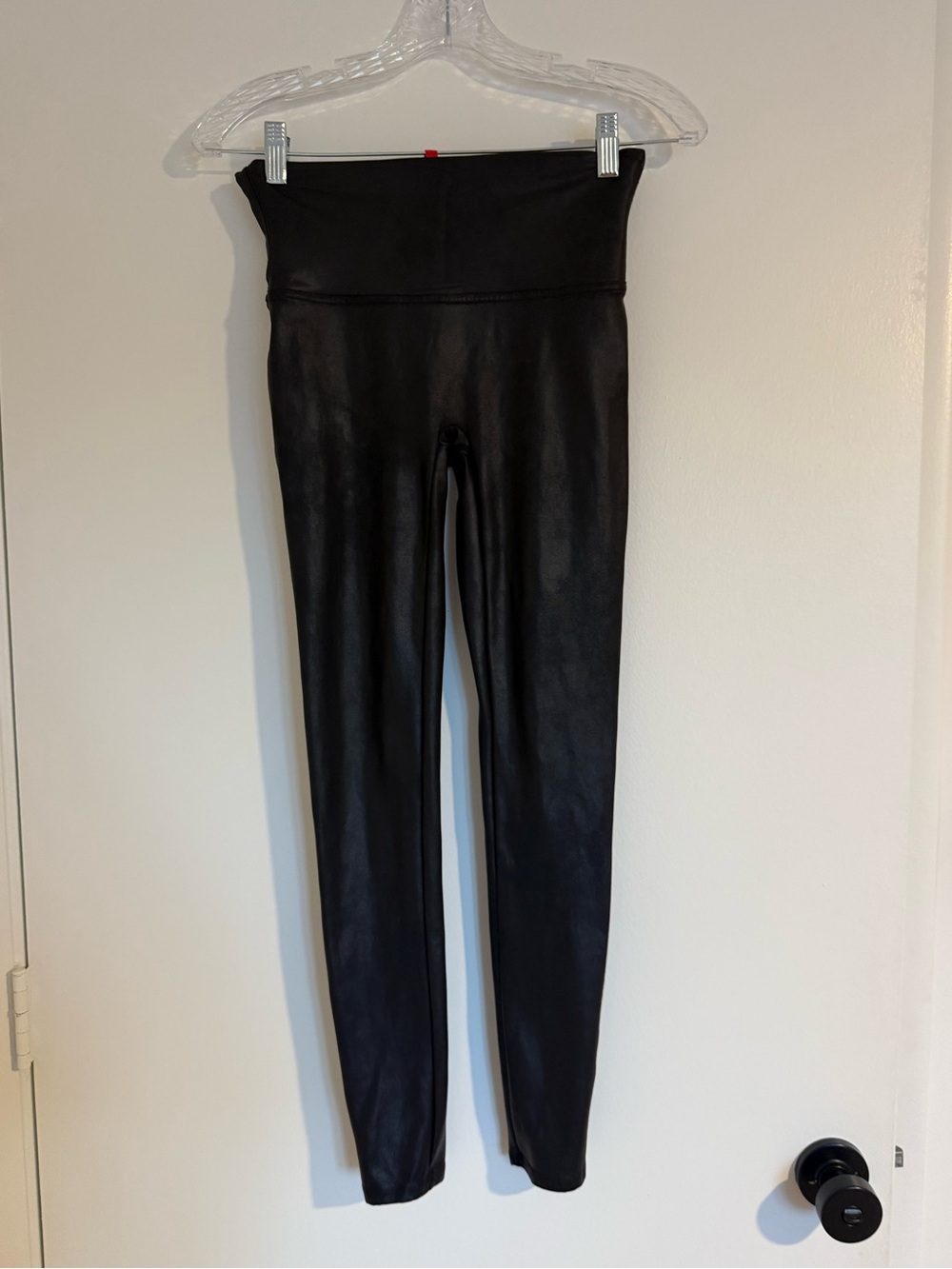 SPANX Faux Leather Leggings Black High Rise Size Medium